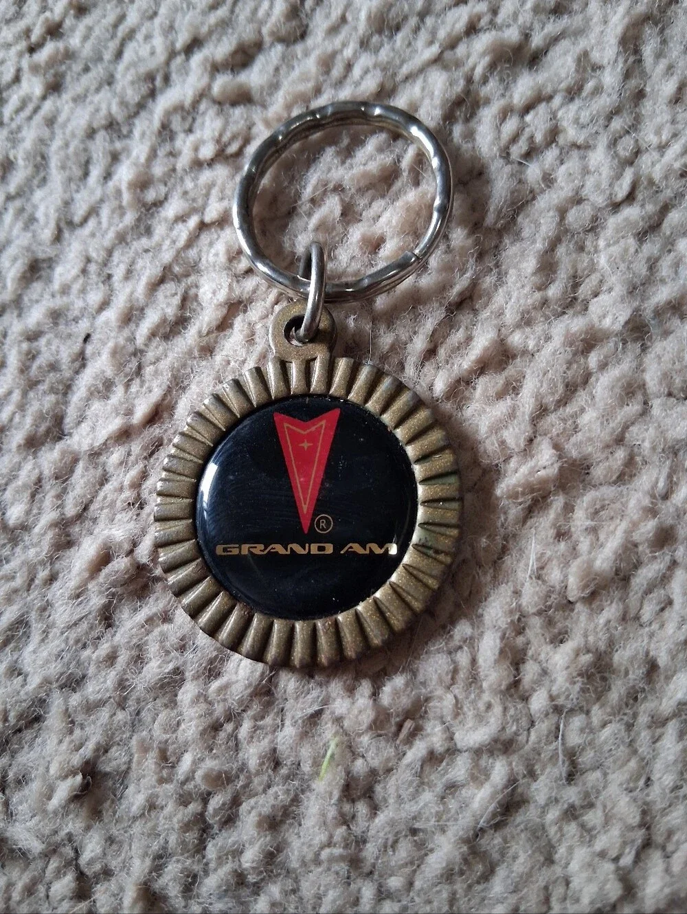 Vintage 90s Pontiac Grand Am Brass Tone Keychain